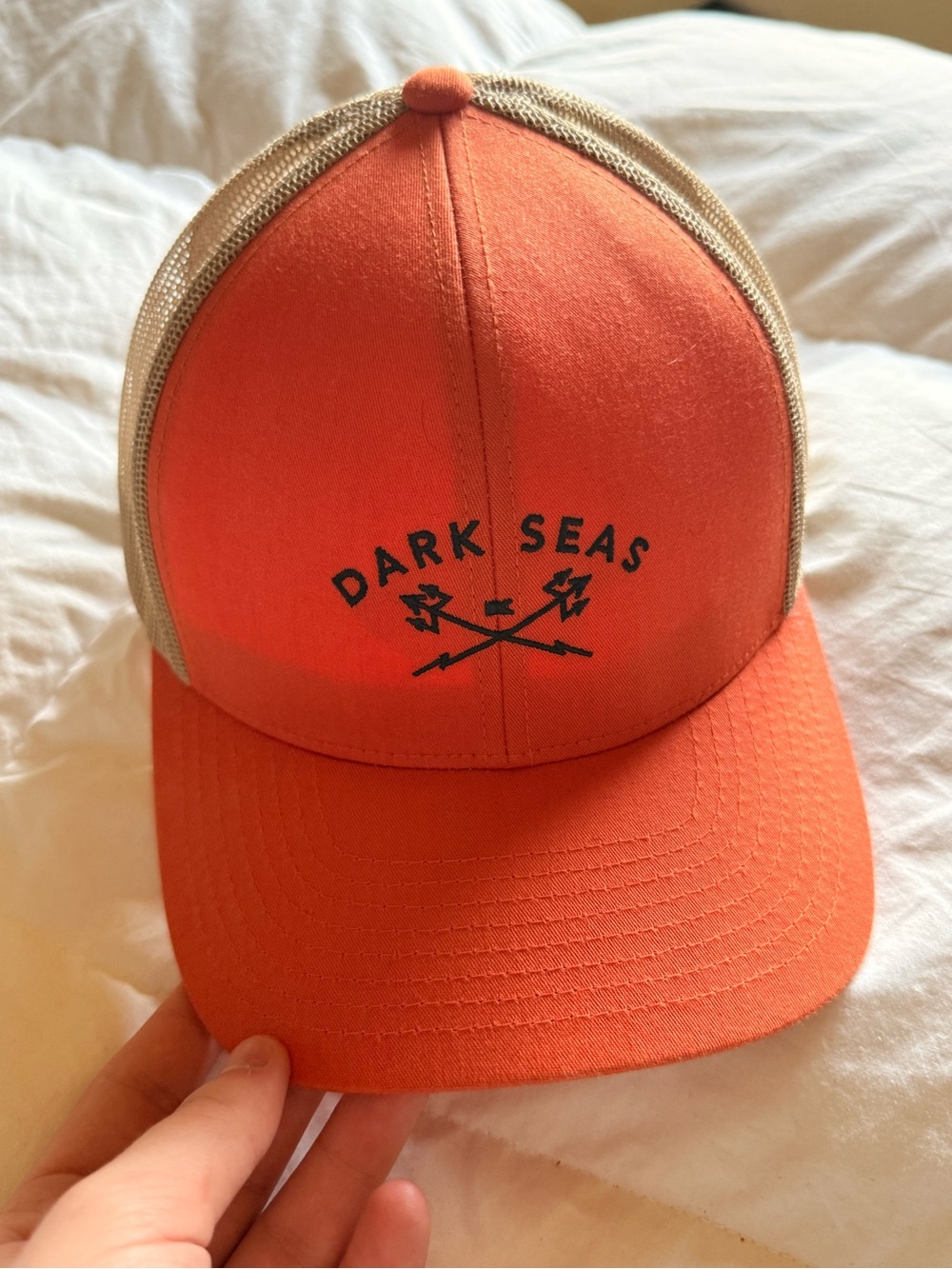 Orange Trucker Hat with Tan Mesh Back